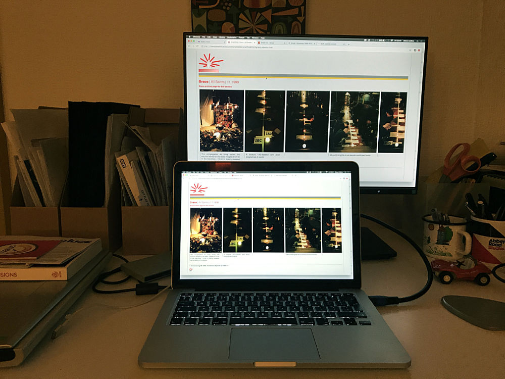 home desk with office monitor